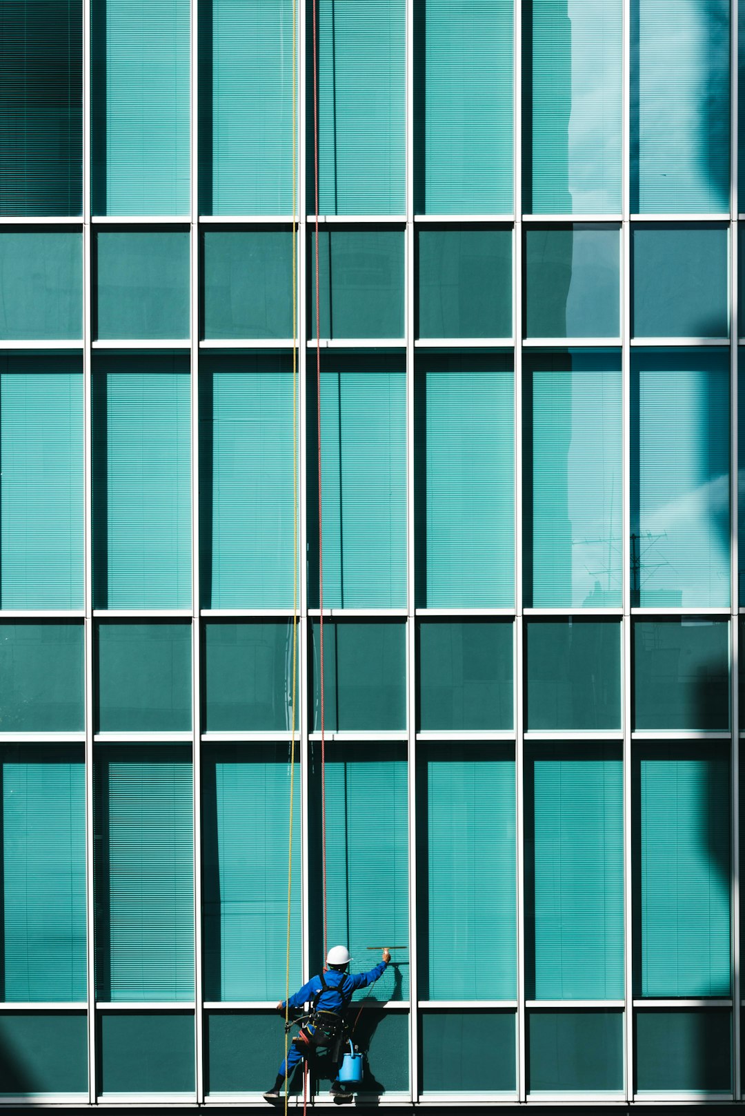 the person cleaning windows